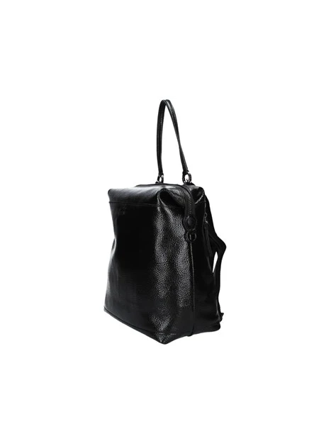 ZAINO IN PELLE MARTELLATA VERNICIATA DONNA NERO