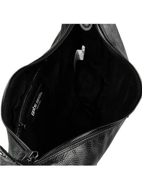 BORSA A SPALLA HOBO GRANDE IN PELLE MARTELLATA DONNA NERO