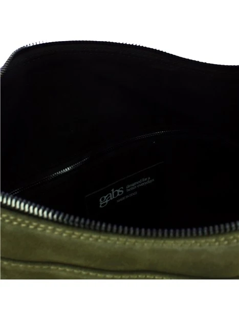 BORSA A SPALLA IN PELLE MARTELLATA E SCAMOSCIATA DONNA VERDE