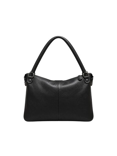 BORSA SHOPPING MEDIA IN PELLE MARTELLATA DONNA NERO