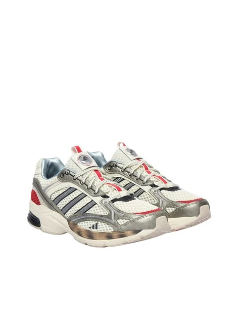 SNEAKERS BASSE RETRO RUNNING CON FINITURA VISSUTA E DETTAGLI ROSSI A CONTRASTO UNISEX AVORIO