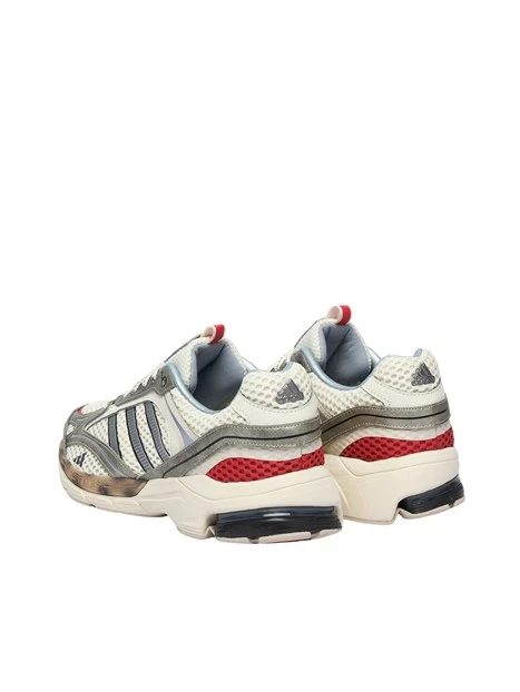 SNEAKERS BASSE RETRO RUNNING CON FINITURA VISSUTA E DETTAGLI ROSSI A CONTRASTO UNISEX AVORIO