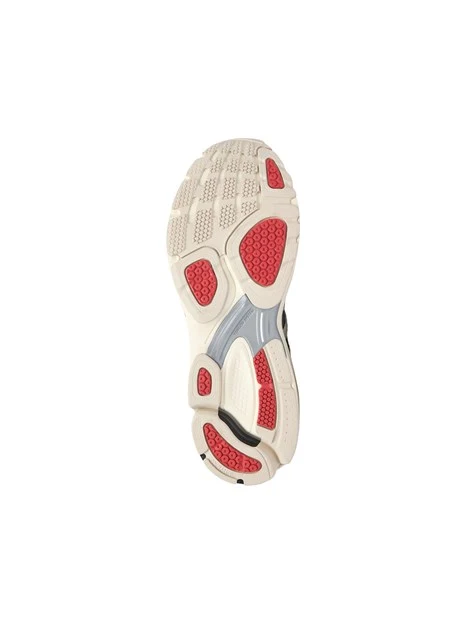SNEAKERS BASSE RETRO RUNNING CON FINITURA VISSUTA E DETTAGLI ROSSI A CONTRASTO UNISEX AVORIO