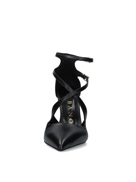 DÉCOLLETÉ DOPPIO CINTURINO TACCO ALTO DONNA NERO