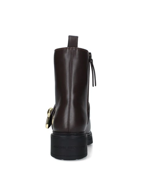 STIVALETTI TACCO BASSO CON CINTURINO DECORATIVO DONNA MARRONE