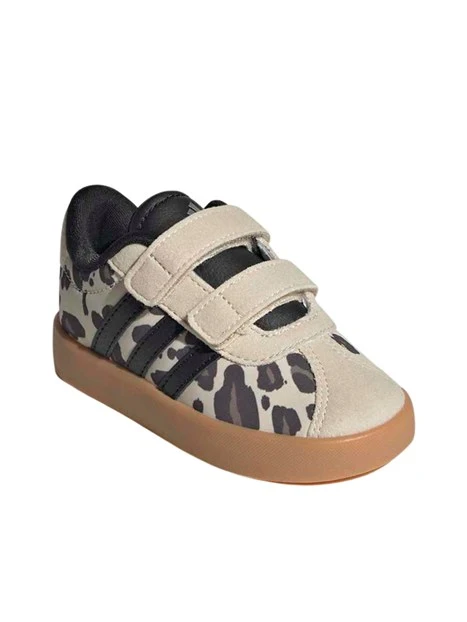 SNEAKERS BASSE ANIMALIER CON STRAPPO BAMBINA BEIGE