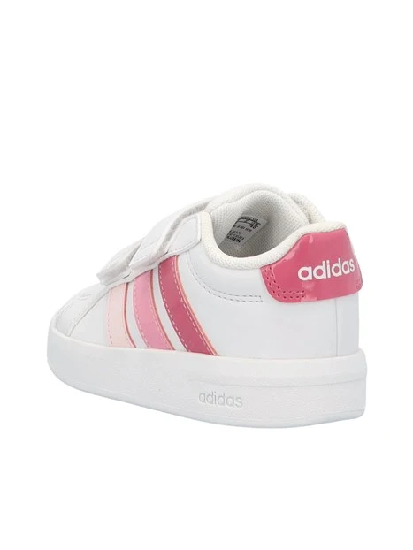 SNEAKERS BASSE A STRAPPO STRISCE ROSA BAMBINA BIANCO