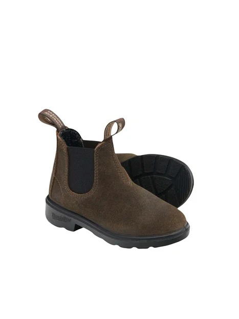 STIVALETTI CHELSEA IN PELLE SCAMOSCIATA CERATA UNISEX BAMBINO MARRONE