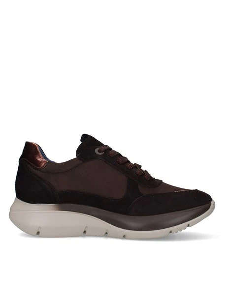 SNEAKERS BASSE CON INSERTI A CONTRASTO E SUOLA SAGOMATA DONNA MARRONE