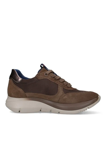 SNEAKERS BASSE CON INSERTI A CONTRASTO E SUOLA SAGOMATA DONNA TORTORA