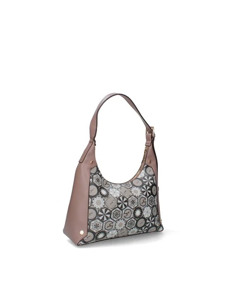 BORSA A SPALLA CON FANTASIA GEOMETRICA DONNA TORTORA