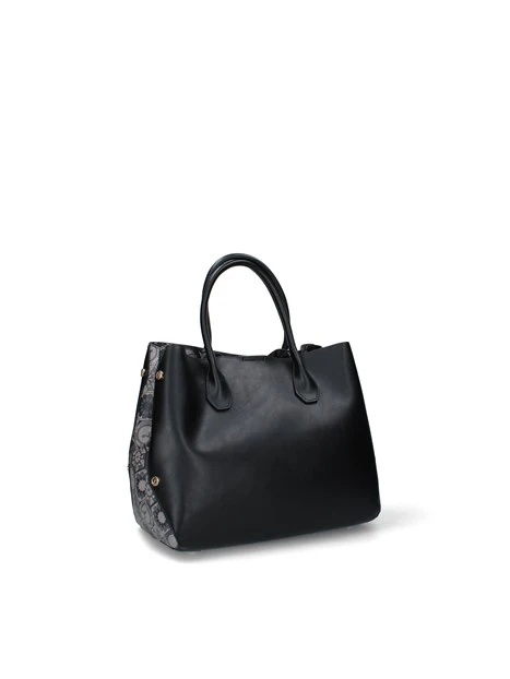 BORSA A MANO CON DETTAGLI GEOMETRICI DONNA NERO