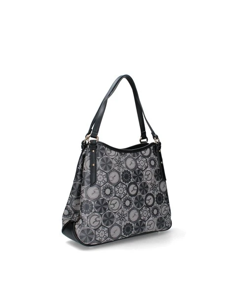 BORSA A SPALLA CON TASCA FRONTALE DONNA NERO