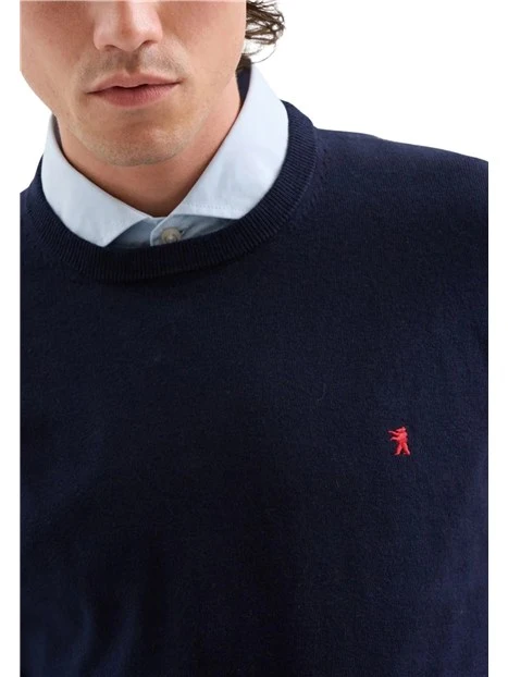 MAGLIA GIROCOLLO RASATA IN MISTO CASHMERE UOMO BLU