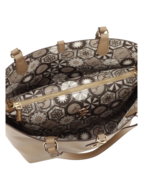 BORSA SHOPPING REVERSIBILE IN PELLE SINTETICA CON POCHETTE DONNA TORTORA