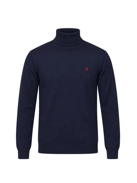 MAGLIA DOLCEVITA IN COTONE E CASHMERE UOMO BLU