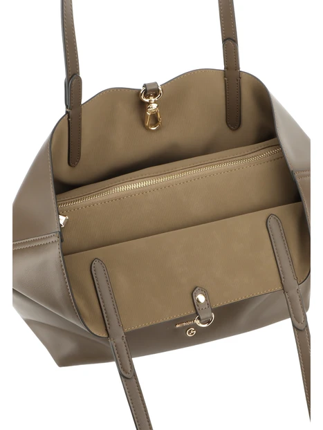 BORSA SHOPPING REVERSIBILE CON POCHETTE E DOPPI MANICI DONNA TORTORA