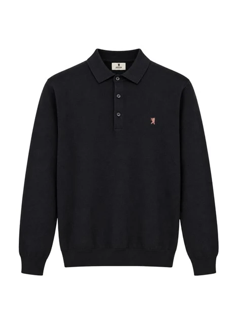 POLO MANICA LUNGA MISTO CASHMERE UOMO NERO