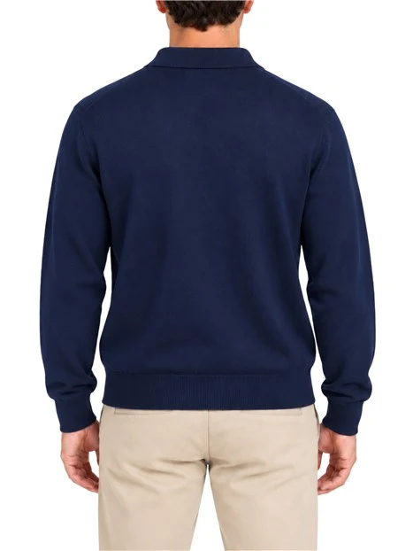 POLO MANICA LUNGA MISTO CASHMERE UOMO BLU