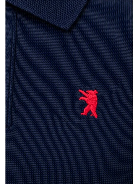 POLO MANICA LUNGA MISTO CASHMERE UOMO BLU