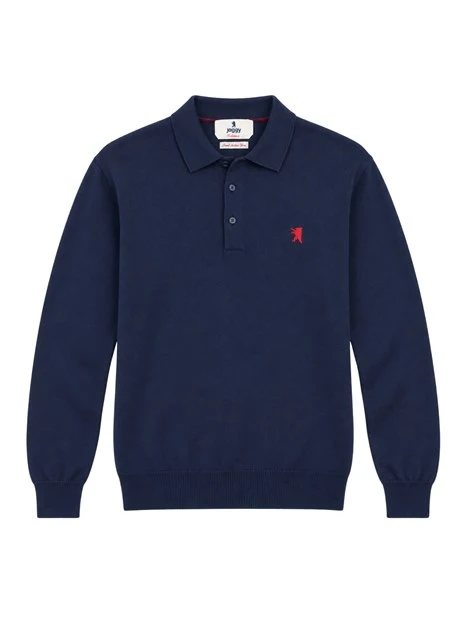 POLO MANICA LUNGA MISTO CASHMERE UOMO BLU