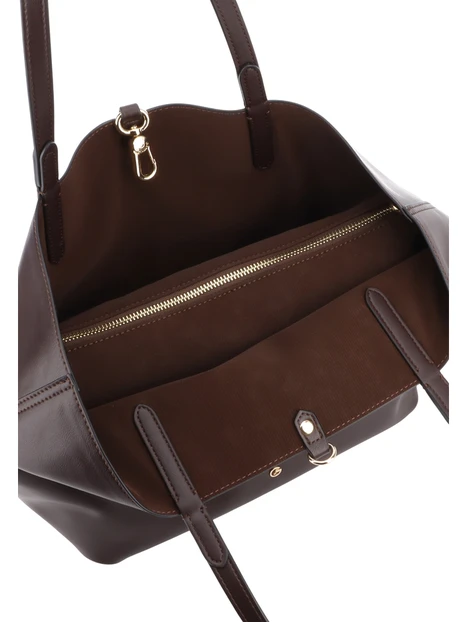 BORSA SHOPPING REVERSIBILE CON POCHETTE E DOPPI MANICI DONNA MARRONE