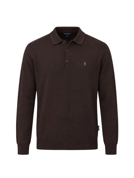 POLO MANICA LUNGA MISTO CASHMERE UOMO MARRONE