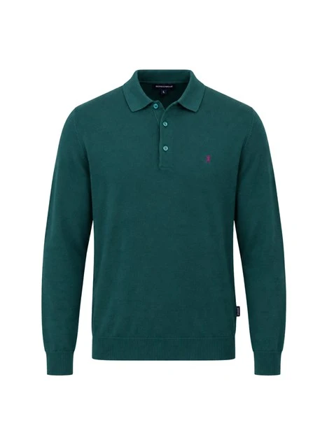 POLO MANICA LUNGA IN MISTO CASHMERE UOMO VERDE