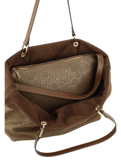 BORSA SHOPPING REVERSIBILE CON STAMPA MONOGRAM E POCHETTE DONNA MARRONE
