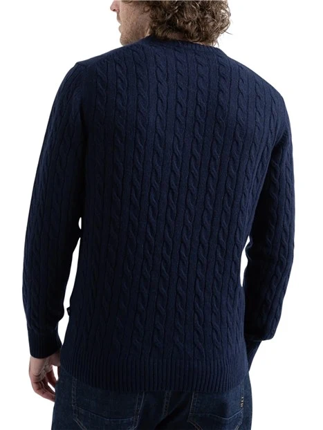 MAGLIA GIROCOLLO A TRECCE UOMO BLU