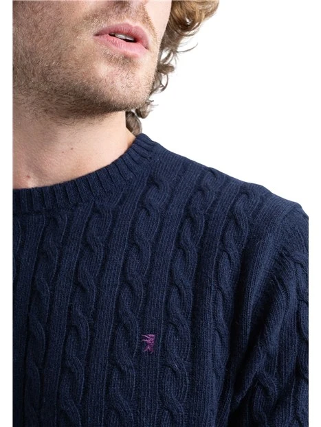 MAGLIA GIROCOLLO A TRECCE UOMO BLU