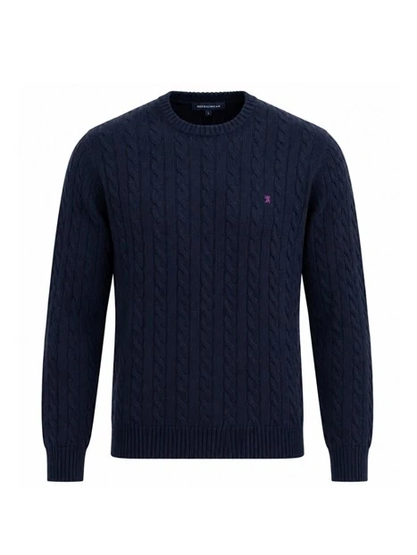 MAGLIA GIROCOLLO A TRECCE UOMO BLU