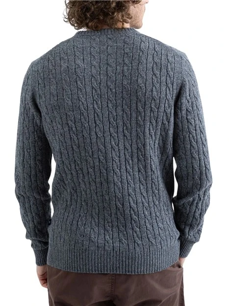 MAGLIA GIROCOLLO A TRECCE MOULINÉ UOMO GRIGIO
