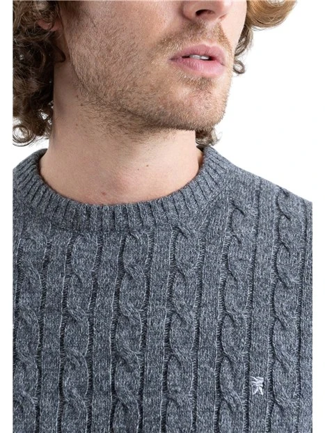 MAGLIA GIROCOLLO A TRECCE MOULINÉ UOMO GRIGIO
