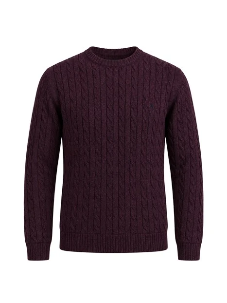MAGLIA GIROCOLLO A TRECCE MOULINÉ UOMO BORDEAUX
