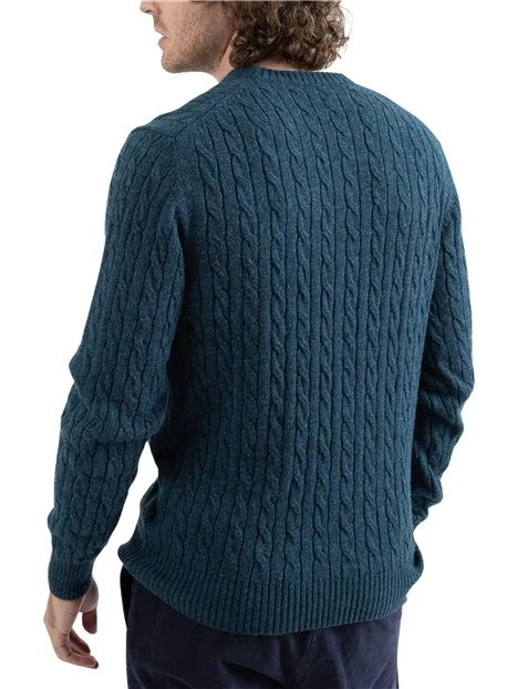 MAGLIA GIROCOLLO A TRECCE MOULINÉ UOMO BLU