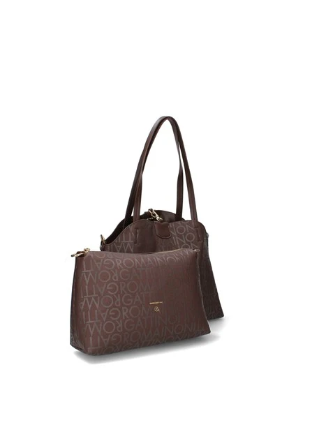 BORSA A SPALLA IN ECOPELLE FANTASIA ALL OVER DONNA MARRONE