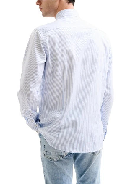 CAMICIA ELEGANTE A RIGHE UOMO BIANCO