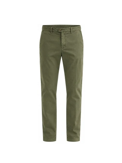 PANTALONI CHINO IN GABARDINA SMERIGLIATA UOMO VERDE