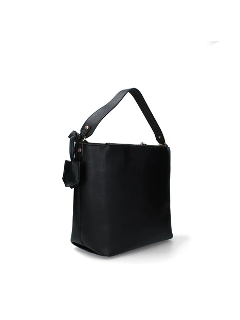BORSA A SPALLA CON BASE AMPIA IN ECOPELLE DONNA NERO