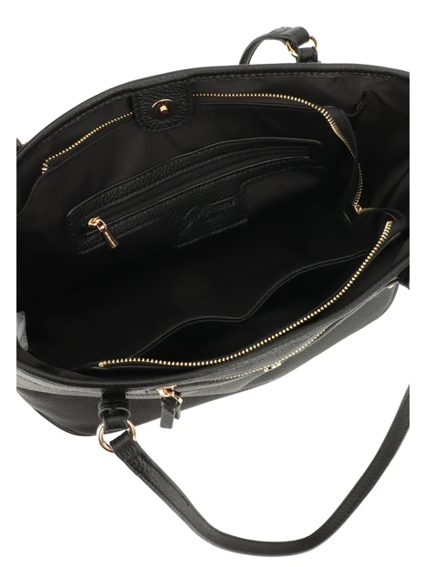 BORSA A MANO CON DOPPIO MANICO E TRACOLLA LOGATA DONNA NERO