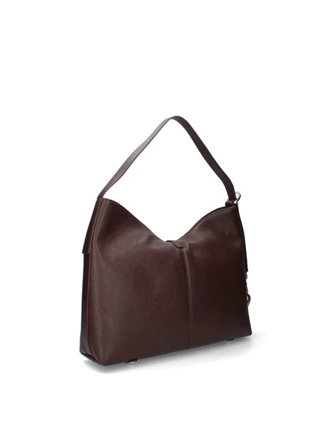 BORSA A SPALLA EFFETTO MARTELLATO DONNA MARRONE