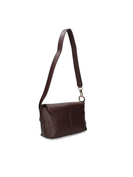 BORSA A SPALLA CHIUSURA A SCATTO DONNA MARRONE