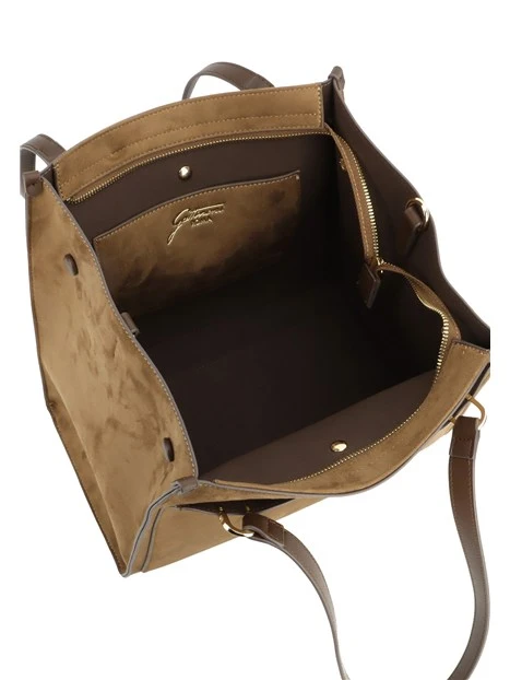 BORSA SHOPPING EFFETTO SCAMOSCIATO CON DOPPI MANICI E TRACOLLA DONNA MARRONE