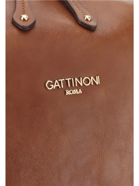 BORSA A MANO CON DOPPIO MANICO, TRACOLLA E CHARM DONNA MARRONE