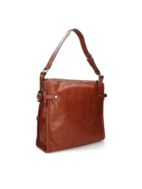 BORSA A SPALLA CON MANICI REGOLABILI DONNA MARRONE