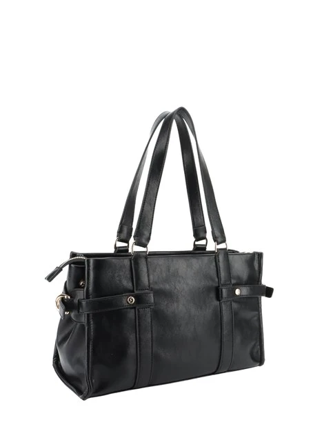 BORSA A MANO CON DOPPIO MANICO, TRACOLLA E CHARM DONNA NERO