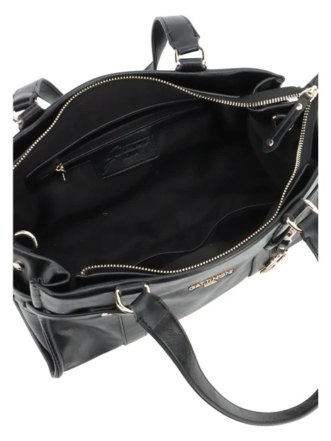BORSA A MANO CON DOPPIO MANICO, TRACOLLA E CHARM DONNA NERO