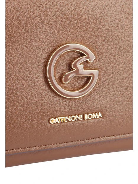 PORTAFOGLIO GRANDE EFFETTO MARTELLATO CON LOGO METALLICO DONNA MARRONE