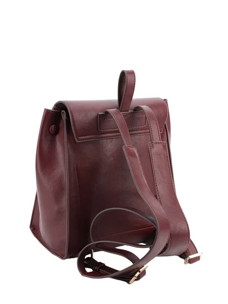 ZAINO CON PATTA FRONTALE E LINEA STRUTTURATA DONNA BORDEAUX